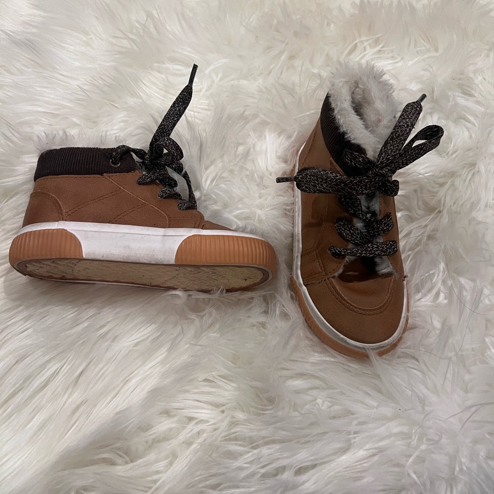 Brown Kids High-Top Sneakers